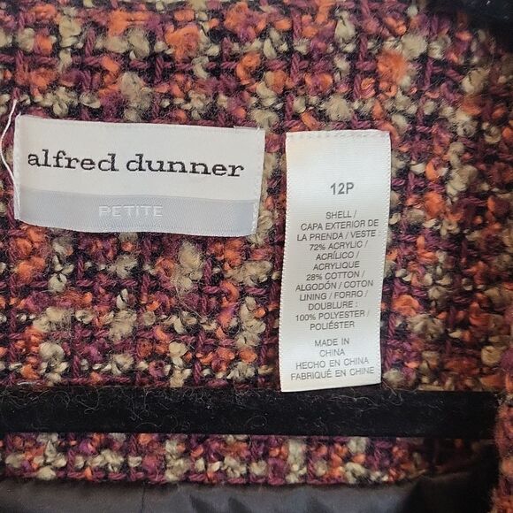Alfred Dunner Tweed Blazer Jacket Button Down Autumm Colors Size 12P - Picture 8 of 9